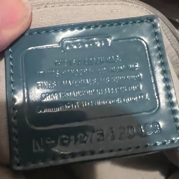 COACH F20428 Signature Handbag Teal Green Silver Jacquard Women Vintage - Picture 10 of 12